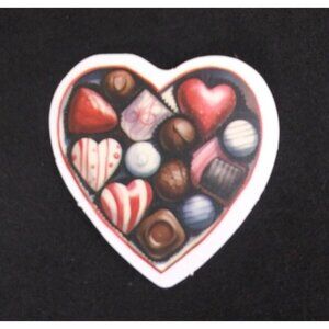 10/$10 Heart Box Of Mixed Chocolates Valentine's Day Sticker 1.5" x 1.58" (AK)